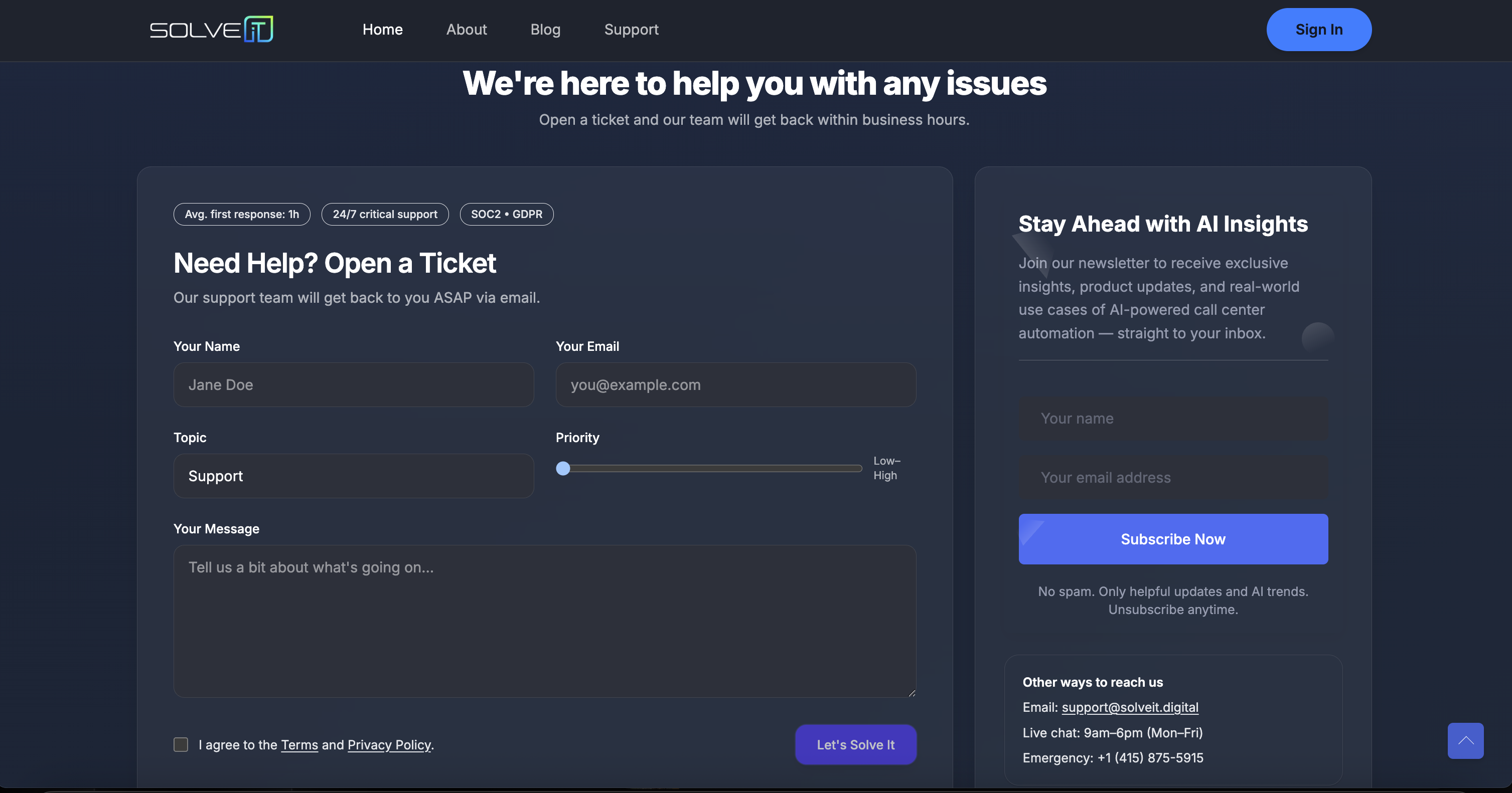 SolveIT — AI Call Center